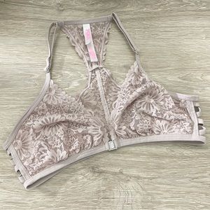 PINK Victoria's Secret Pink Lace Racerback Unlined Bralette LARGE